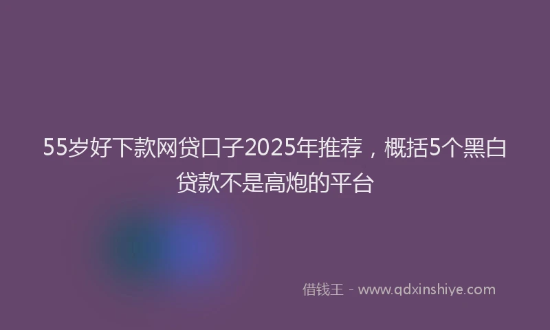 55岁好下款网贷口子2025年推荐，概括5个黑白贷款不是高炮的平台