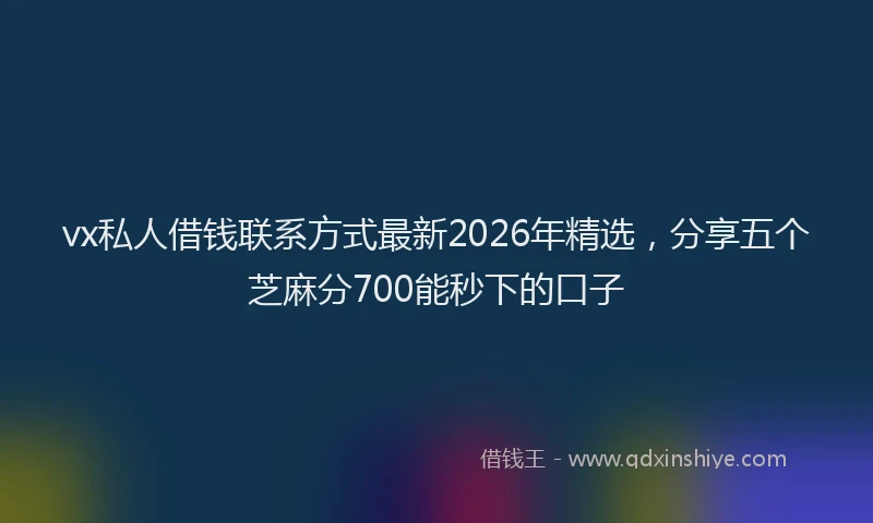 vx私人借钱联系方式最新2026年精选，分享五个芝麻分700能秒下的口子