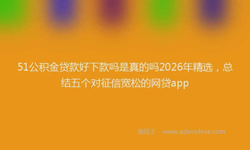 51公积金贷款好下款吗是真的吗2026年精选,总结五个对征信宽松的网贷app