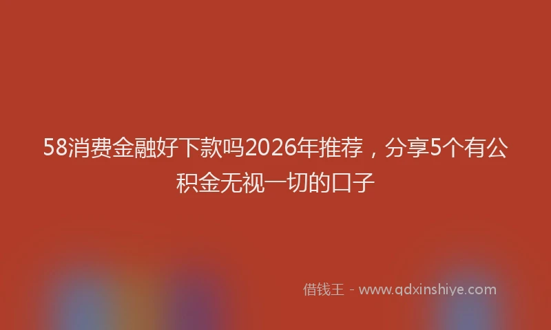 58消费金融好下款吗2026年推荐，分享5个有公积金无视一切的口子
