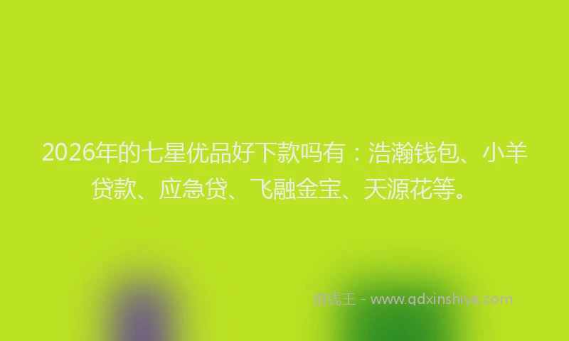 2026年的七星优品好下款吗有：浩瀚钱包、小羊贷款、应急贷、飞融金宝、天源花等。