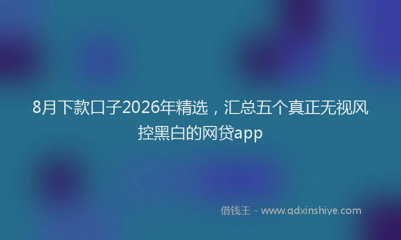8月下款口子2026年精选,汇总五个真正无视风控黑白的网贷app