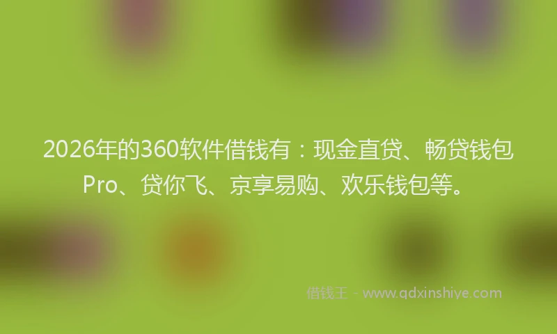 2026年的360软件借钱有：现金直贷、畅贷钱包Pro、贷你飞、京享易购、欢乐钱包等。