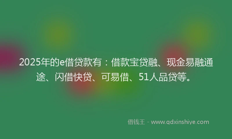 2025年的e借贷款有：借款宝贷融、现金易融通途、闪借快贷、可易借、51人品贷等。