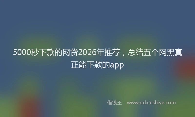 5000秒下款的网贷2026年推荐，总结五个网黑真正能下款的app