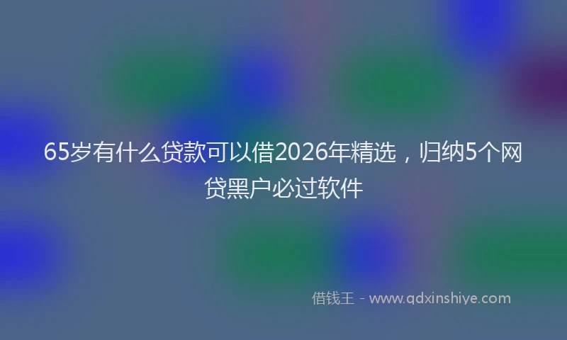 65岁有什么贷款可以借2026年精选，归纳5个网贷黑户必过软件