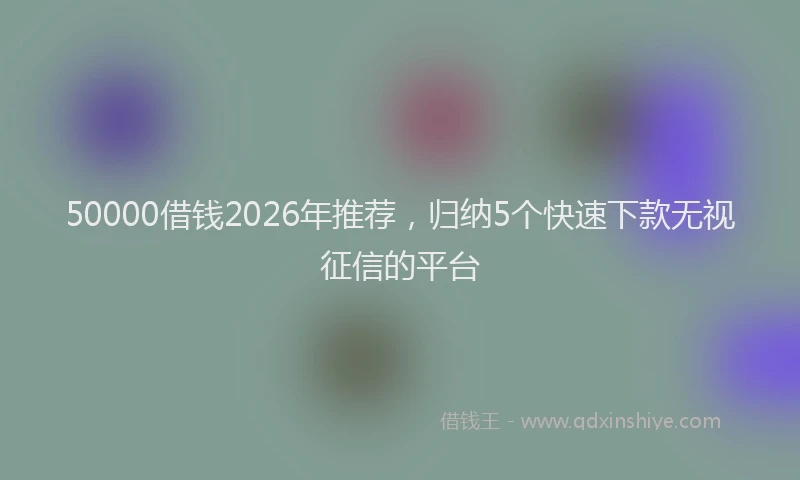 50000借钱2026年推荐,归纳5个快速下款无视征信的平台