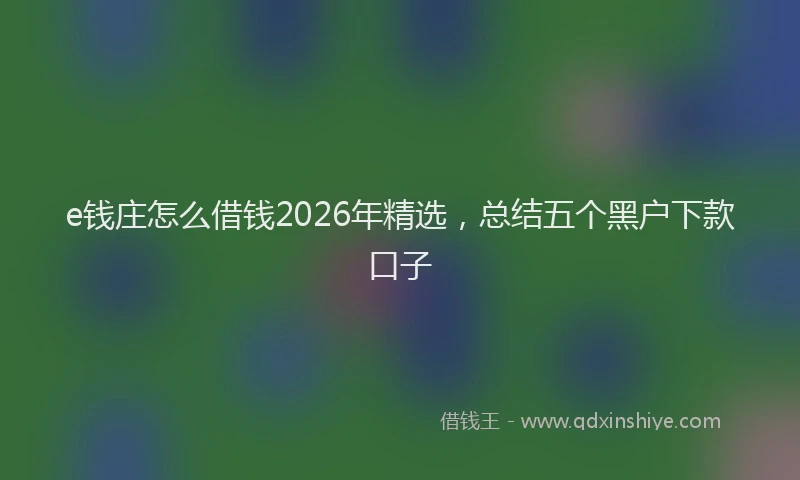 e钱庄怎么借钱2026年精选，总结五个黑户下款口子