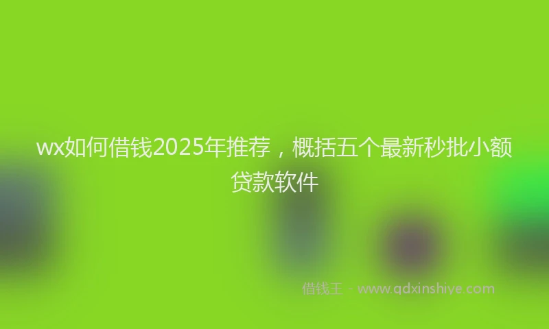 wx如何借钱2025年推荐，概括五个最新秒批小额贷款软件
