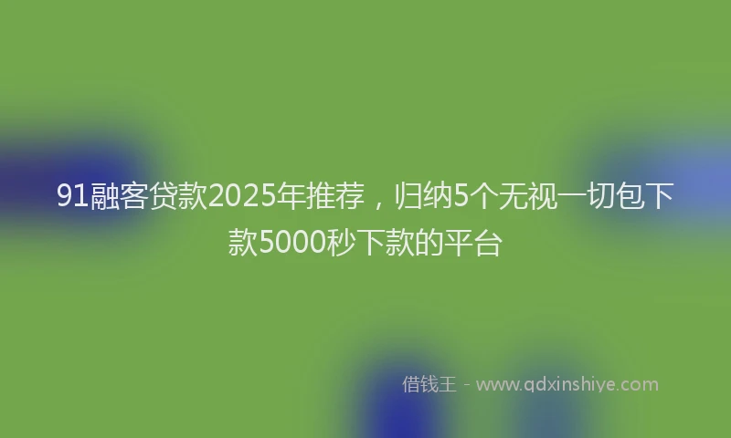 91融客贷款2025年推荐，归纳5个无视一切包下款5000秒下款的平台
