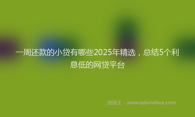 一周还款的小贷有哪些2025年精选，总结5个利息低的网贷平台
