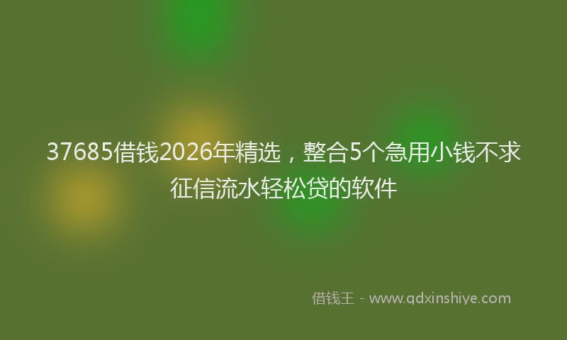 37685借钱2026年精选，整合5个急用小钱不求征信流水轻松贷的软件