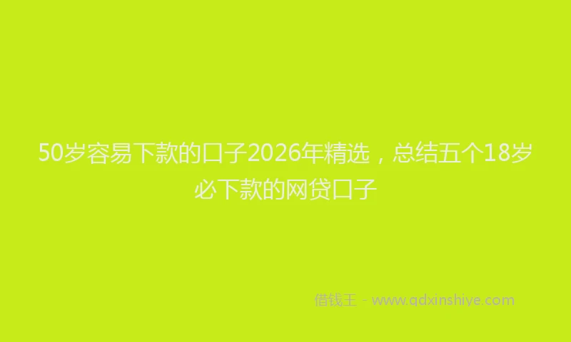 50岁容易下款的口子2026年精选，总结五个18岁必下款的网贷口子