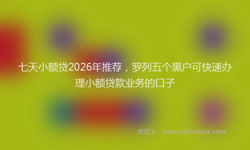 七天小额贷2026年推荐，罗列五个黑户可快速办理小额贷款业务的口子