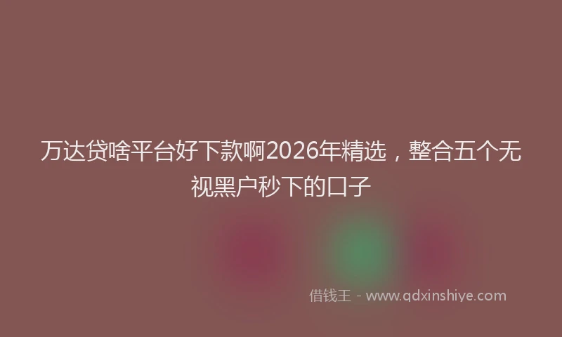 万达贷啥平台好下款啊2026年精选，整合五个无视黑户秒下的口子