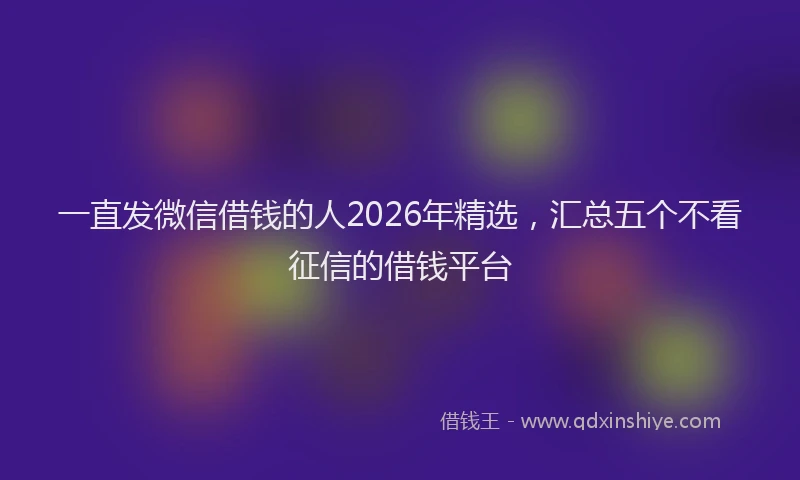 一直发微信借钱的人2026年精选，汇总五个不看征信的借钱平台