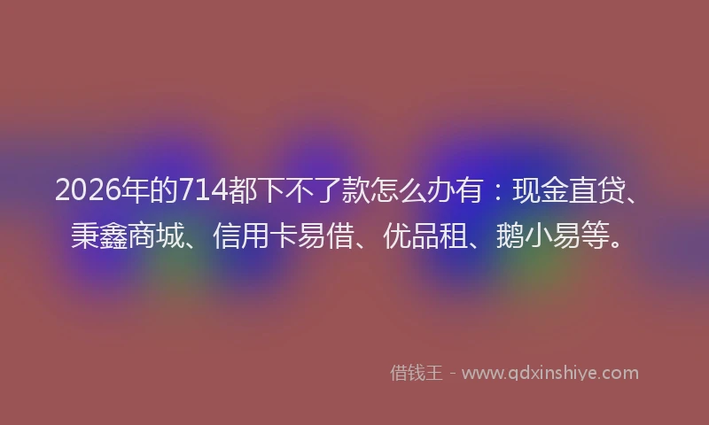 2026年的714都下不了款怎么办有：现金直贷、秉鑫商城、信用卡易借、优品租、鹅小易等。