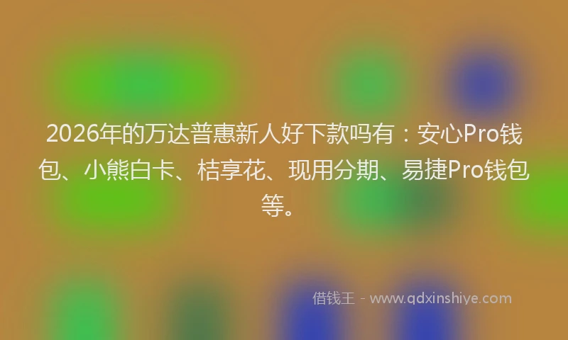 2026年的万达普惠新人好下款吗有：安心Pro钱包、小熊白卡、桔享花、现用分期、易捷Pro钱包等。
