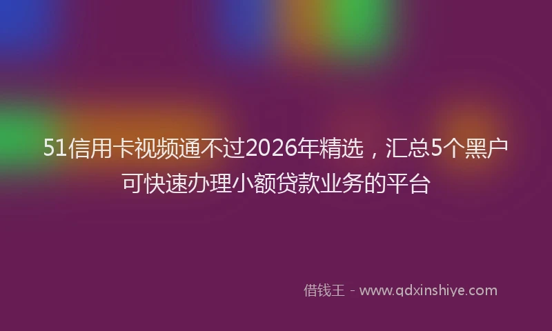 51信用卡视频通不过2026年精选,汇总5个黑户可快速办理小额贷款业务的平台