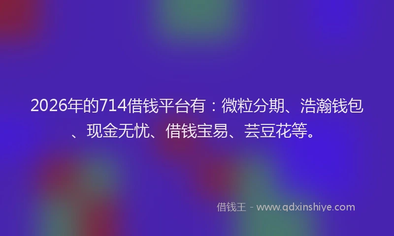 2026年的714借钱平台有：微粒分期、浩瀚钱包、现金无忧、借钱宝易、芸豆花等。