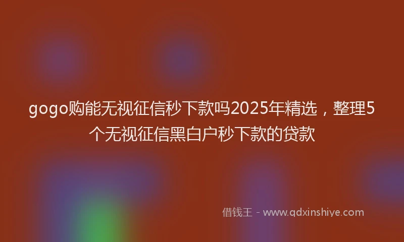 gogo购能无视征信秒下款吗2025年精选，整理5个无视征信黑白户秒下款的贷款