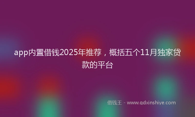 app内置借钱2025年推荐，概括五个11月独家贷款的平台