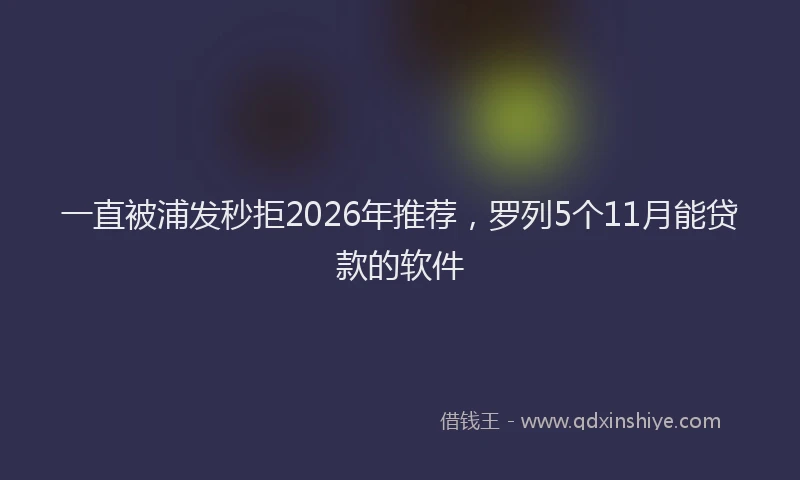 一直被浦发秒拒2026年推荐，罗列5个11月能贷款的软件