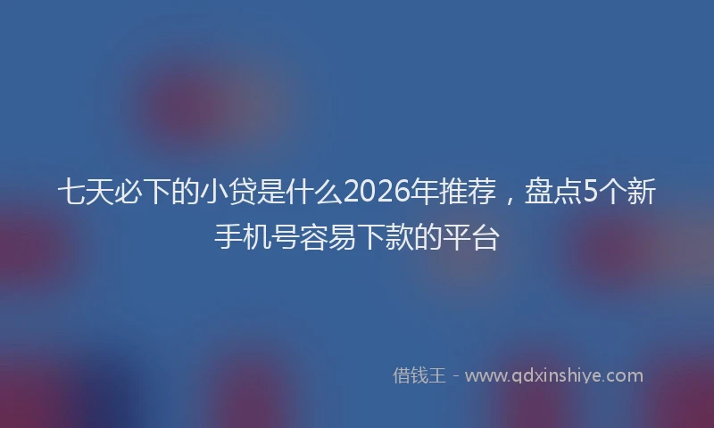 七天必下的小贷是什么2026年推荐，盘点5个新手机号容易下款的平台