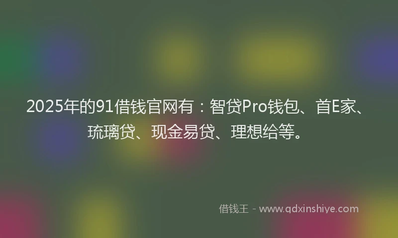 2025年的91借钱官网有：智贷Pro钱包、首E家、琉璃贷、现金易贷、理想给等。