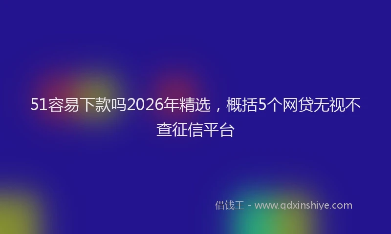 51容易下款吗2026年精选，概括5个网贷无视不查征信平台