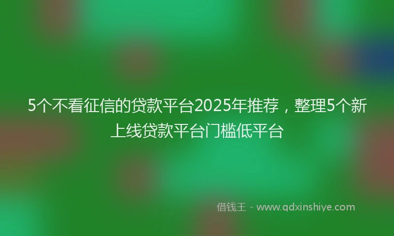 5个不看征信的贷款平台2025年推荐，整理5个新上线贷款平台门槛低平台
