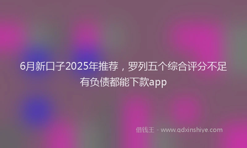 6月新口子2025年推荐，罗列五个综合评分不足有负债都能下款app