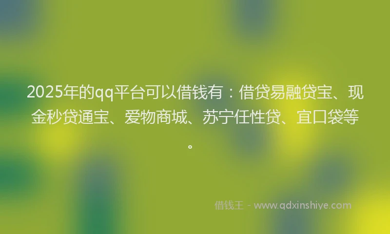 2025年的qq平台可以借钱有：借贷易融贷宝、现金秒贷通宝、爱物商城、苏宁任性贷、宜口袋等。