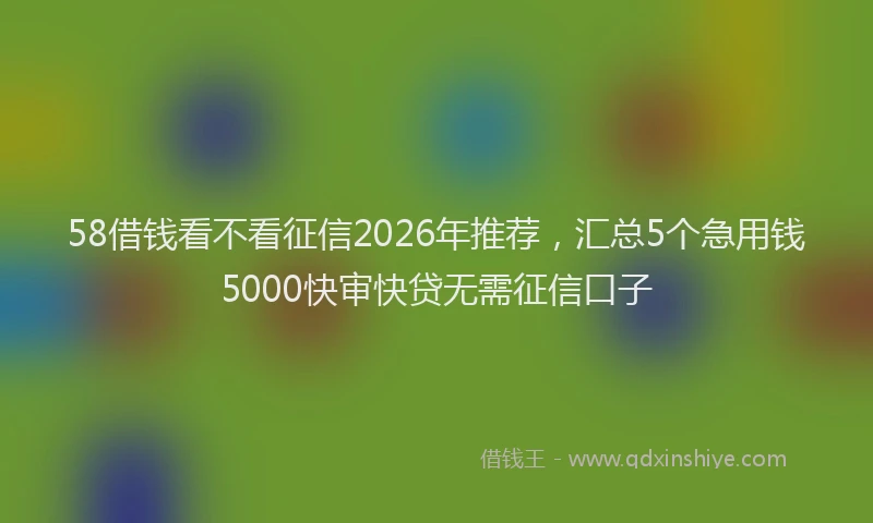 58借钱看不看征信2026年推荐,汇总5个急用钱5000快审快贷无需征信口子