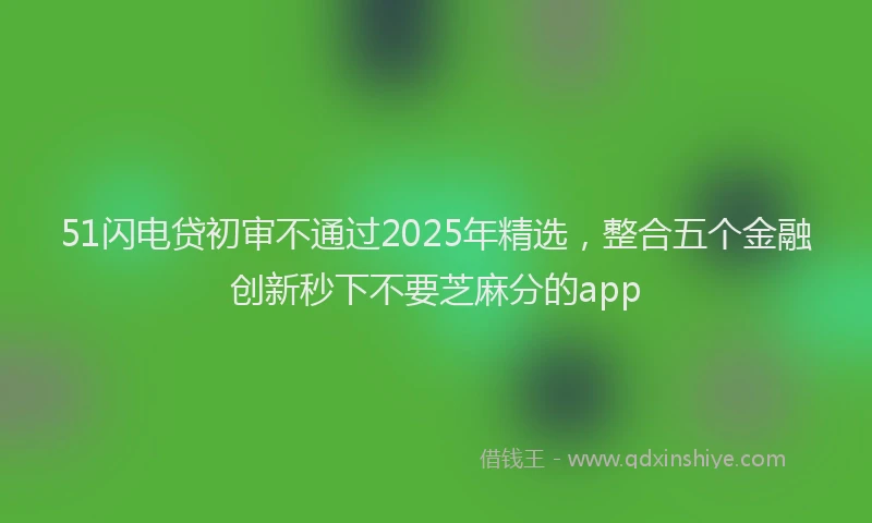51闪电贷初审不通过2025年精选，整合五个金融创新秒下不要芝麻分的app