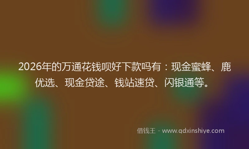 2026年的万通花钱呗好下款吗有：现金蜜蜂、鹿优选、现金贷途、钱站速贷、闪银通等。