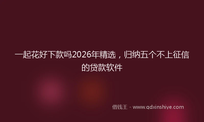 一起花好下款吗2026年精选，归纳五个不上征信的贷款软件