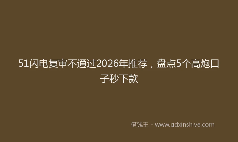 51闪电复审不通过2026年推荐，盘点5个高炮口子秒下款
