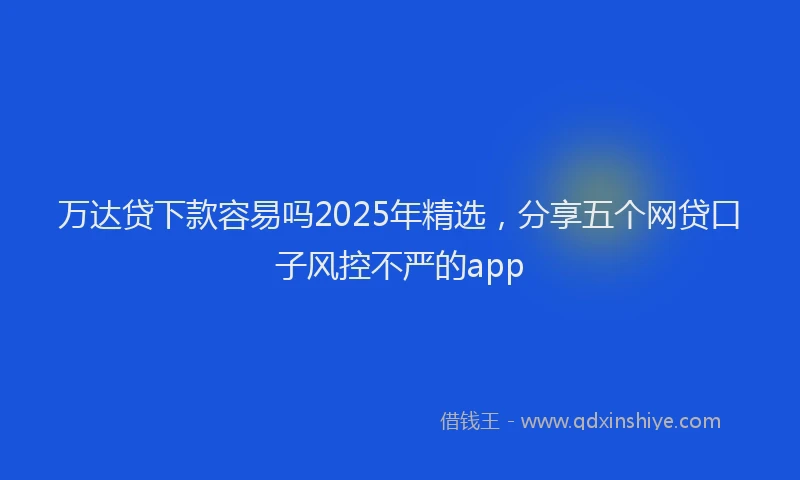 万达贷下款容易吗2025年精选，分享五个网贷口子风控不严的app
