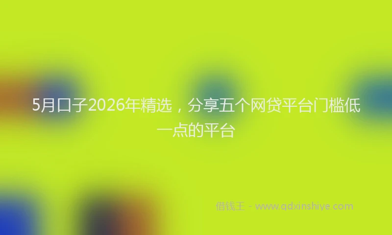 5月口子2026年精选，分享五个网贷平台门槛低一点的平台