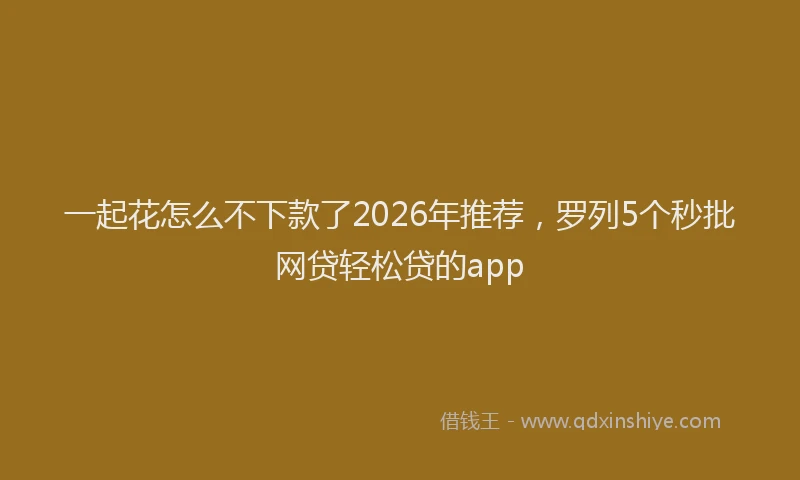 一起花怎么不下款了2026年推荐，罗列5个秒批网贷轻松贷的app