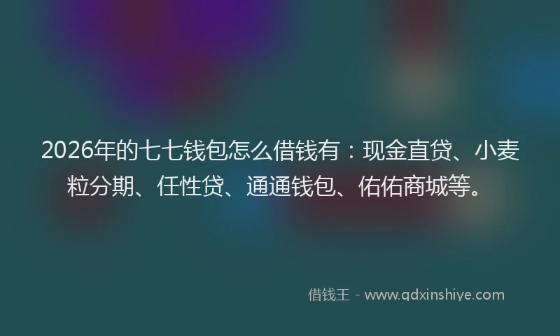 2026年的七七钱包怎么借钱有：现金直贷、小麦粒分期、任性贷、通通钱包、佑佑商城等。