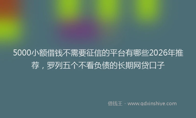 5000小额借钱不需要征信的平台有哪些2026年推荐，罗列五个不看负债的长期网贷口子