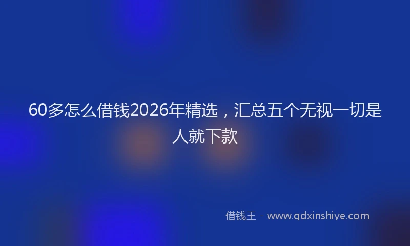 60多怎么借钱2026年精选,汇总五个无视一切是人就下款