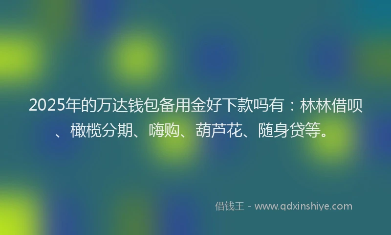 2025年的万达钱包备用金好下款吗有：林林借呗、橄榄分期、嗨购、葫芦花、随身贷等。