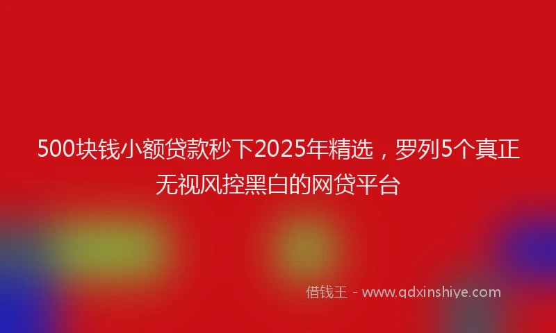 500块钱小额贷款秒下2025年精选，罗列5个真正无视风控黑白的网贷平台