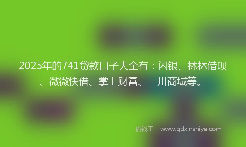 2025年的741贷款口子大全有：闪银、林林借呗、微微快借、掌上财富、一川商城等。