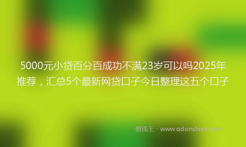 5000元小贷百分百成功不满23岁可以吗2025年推荐，汇总5个最新网贷口子今日整理这五个口子