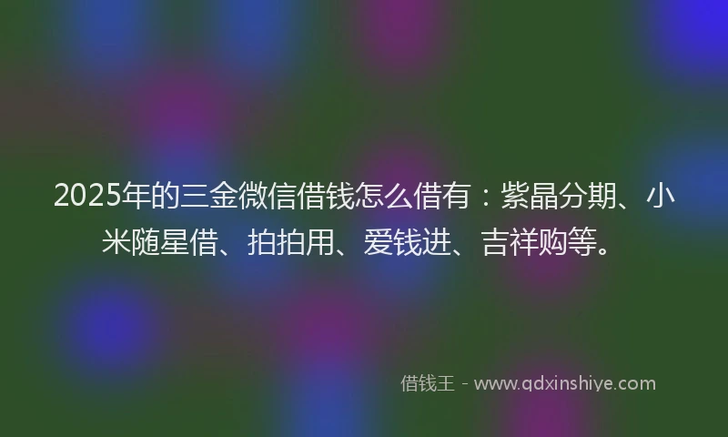 2025年的三金微信借钱怎么借有：紫晶分期、小米随星借、拍拍用、爱钱进、吉祥购等。