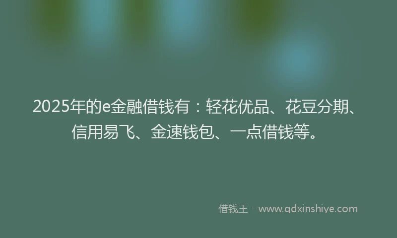 2025年的e金融借钱有：轻花优品、花豆分期、信用易飞、金速钱包、一点借钱等。